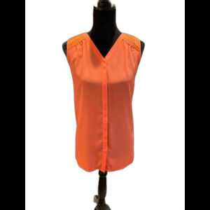 Sleeveless Zac & Rachel Blouse Plus Size XL Top Button Down Womans Dark Peach